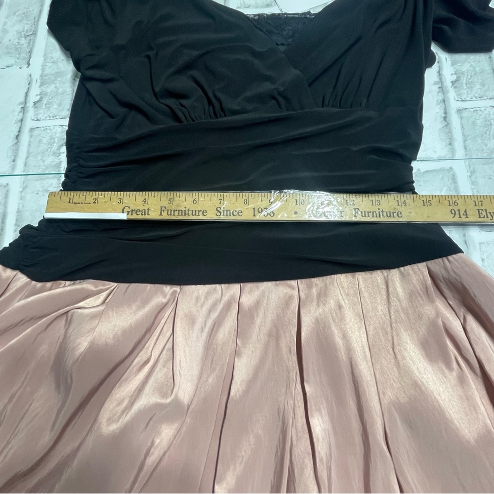 J.R.Nites by Carolin black-top dress with a pink A-line skirt. Size 16. Roses - Picture 16 of 16